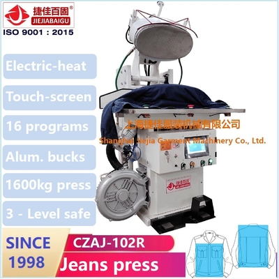 Jaket Jeans Mesin Penekan Uap Layar Sentuh Plc Peralatan Setrika