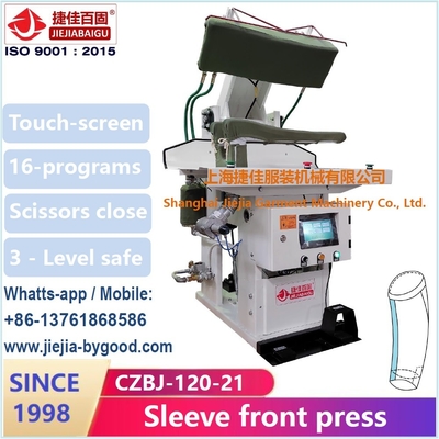 Lengan Jas Siku Dan Mesin Press Baju Depan Touch Sreen PLC