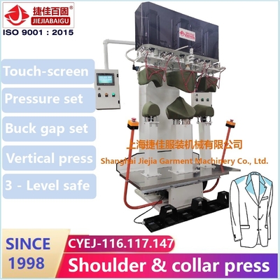 Double Shoulder collar Vertikal Peralatan Setrika Uap Untuk Blazer Jaket Pakaian jenis kain yang berbeda
