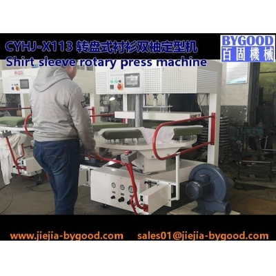 mesin press kemeja rotary turn &amp; vertical press untuk lengan ganda