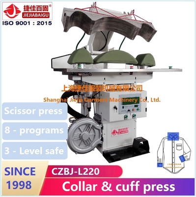 Laundry Steam Press Untuk Setrika Kerah Dan Manset 0.4-0.6MPa 380 Volt Italy Made Valve Berbagai jenis kain
